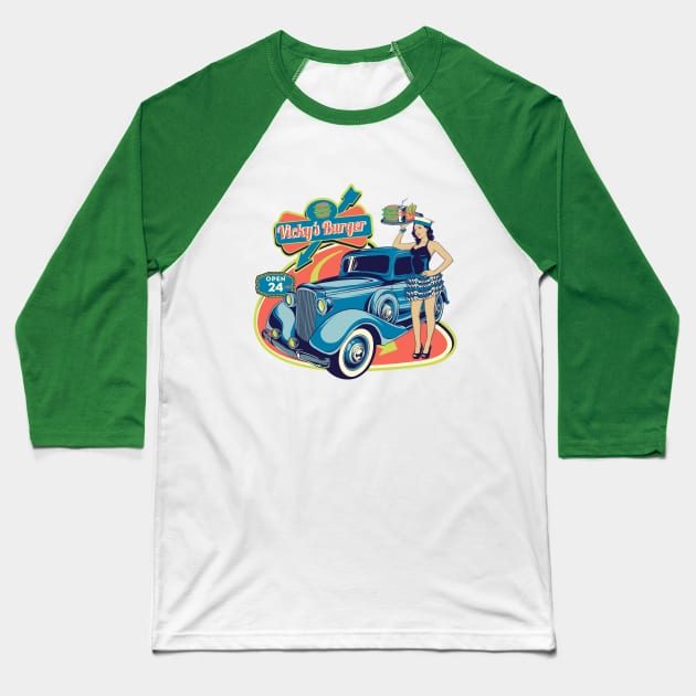 Burger Time Baseball T-Shirt by Dark Planet Tees